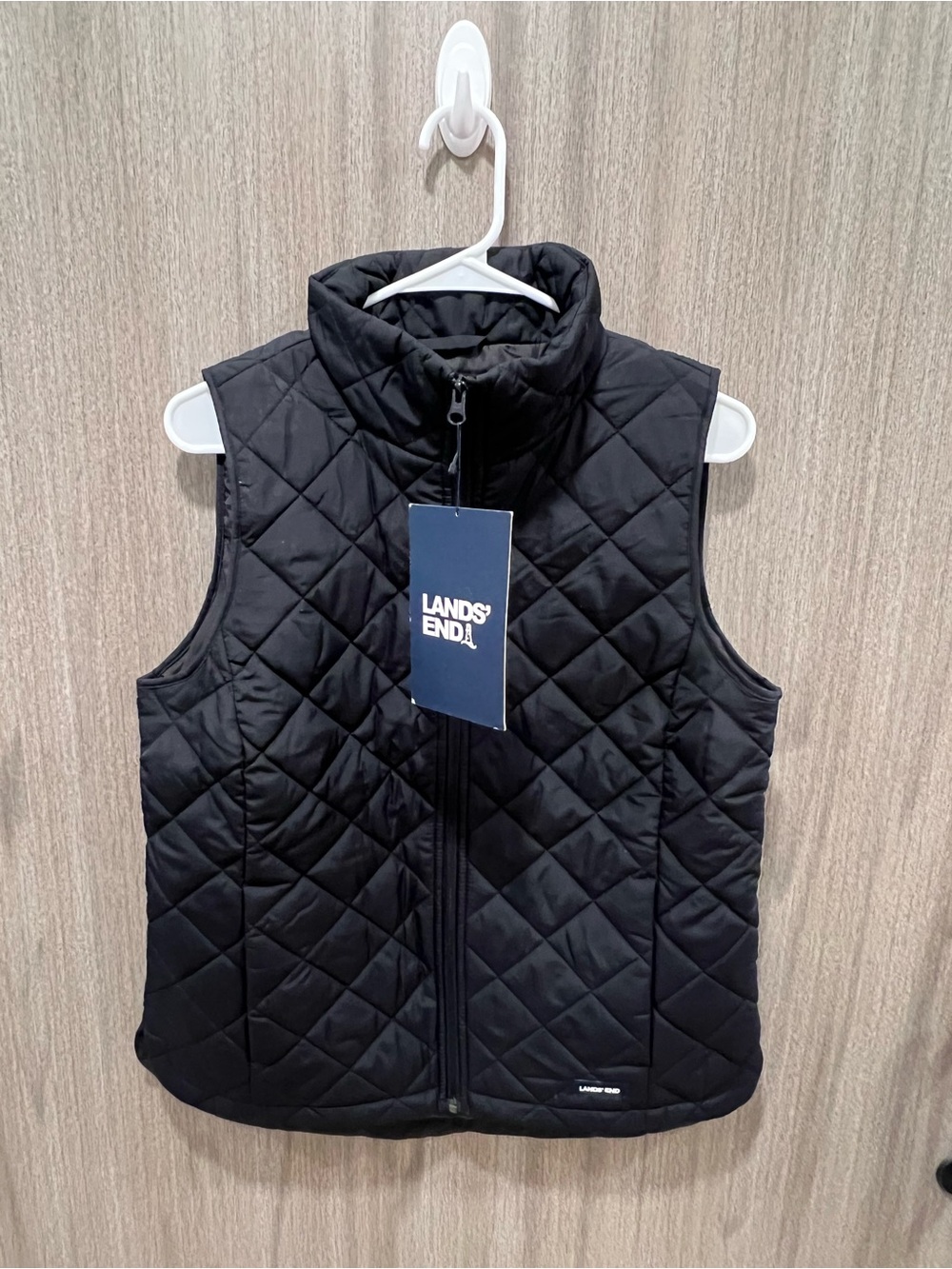 Lands' End Black Quilted Vest